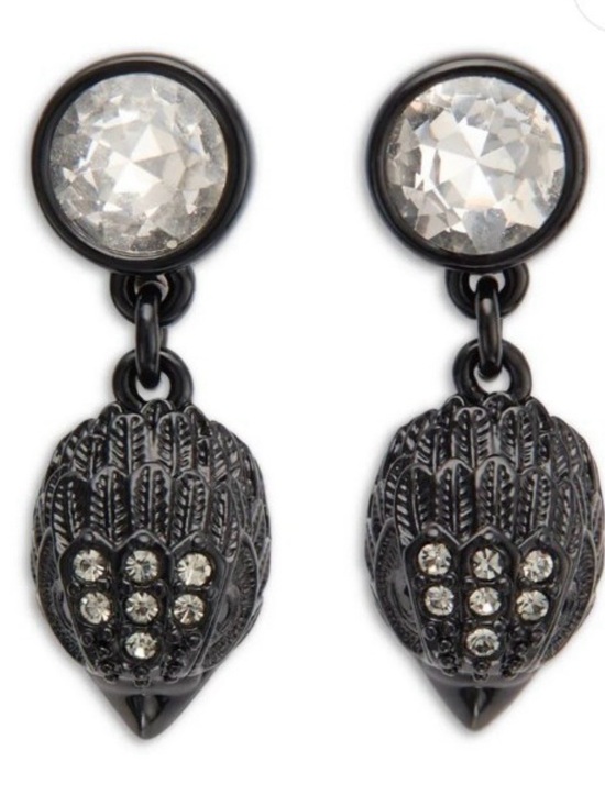 Kurt Geiger Jewelry - Kurt Geiger Black Crystal Drop Eagle Earrings with Clear Stones